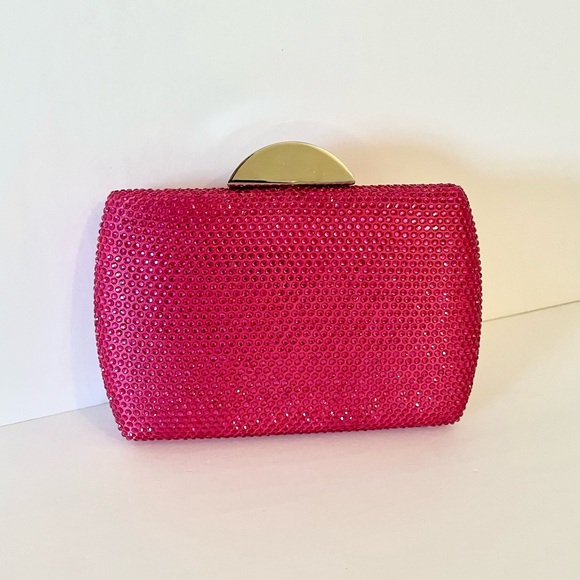 CRYSTAL EMBELLISHED EVENING BAG NWT HOT PINK - Picture 6 of 11